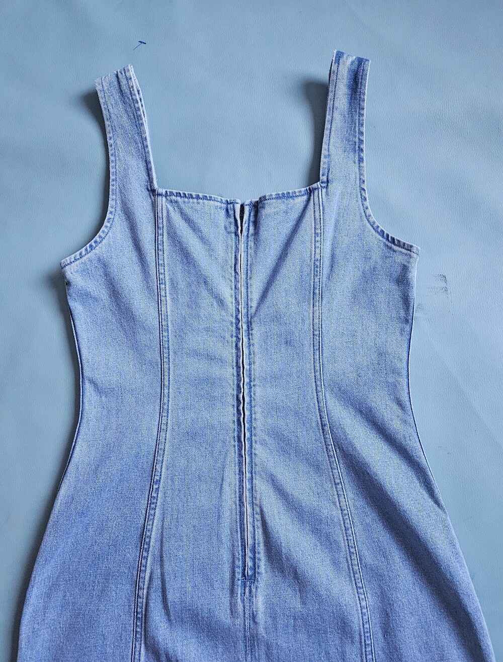 Abercrombie & Fitch Blue Denim Square Neck Sleeveless Column Midi Dress M - Picture 8 of 10
